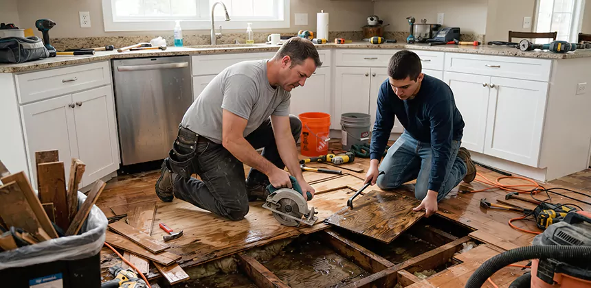 Kitchen Floor Water Damage Repair in Brea